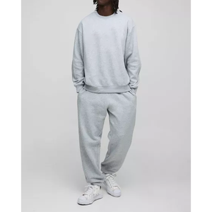 Nouveauté 2025 Survêtement pour homme 100% coton avec cordon de serrage, logo imprimé DTF personnalisé, couleur unie, streetwear, ensemble 2 pièces - Product Image 4