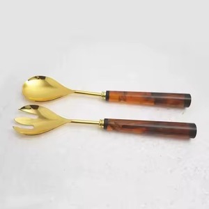 Ensemble de serveurs à salade en acier inoxydable avec poignée en laiton, design ananas, écologique, compatible lave-vaisselle, pour table à manger, outils à salade - Product Image 6