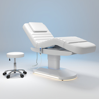 Table de soin électrique réglable avec éclairage LED, design moderne en PU, 3 moteurs, pliable pour spa, salon et soins du visage médicaux