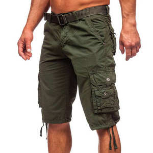 Shorts cargo pour hommes d'été, taille élastique, uni, respirant, séchage rapide, 100% coton, haute qualité, prix adapté - Product Image 3
