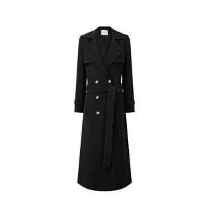 Trench-coat d'hiver long et élégant pour femmes, motif imprimé durable, doublure en soie à double boutonnage, col haut, nouvelle tendance, vente en gros - Product Image 4
