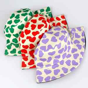 Sombrero de pescador con estampado personalizado de alta calidad, sombrero de pescador de algodón 100%, sombrero de cubo plegable de Hip Hop callejero con estampado de corazón de verano liso - Product Image 5