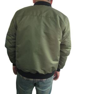 Men's Canvas Coated Bomber <b>Jacket</b> Casual Green Outerwear Quilted Lining Stand Collar Full Zip Front Logo - Product Image 4
