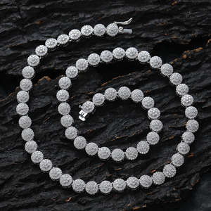 Hip Hop 925 Plata 18K Blanco \ Cadena DE TENIS chapada en oro VVS Icedout Moissanite Collar de diamantes Mejor precio al por mayor - Product Image 5