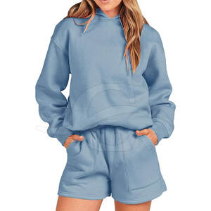 2025 último diseño, conjuntos cortos con capucha para mujer, ropa informal de buena calidad, conjuntos cortos con capucha para mujer a la venta - Product Image 1