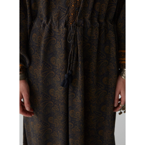 Roberta <b>Loose</b> Silhouette <b>Dress</b> with Natural Waistline Moutarde Color - Product Image 3