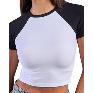 Tops cortos de alta calidad para mujer, camisetas de gimnasio de algodón 100%, camiseta de entrenamiento de Spandex suave con logotipo personalizado fresco transpirable para correr - Product Image 2