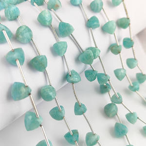 Cuentas facetadas de amazonita de 7-8 mm en forma de trillón, grado AAA natural, para la fabricación de joyas, 14 cuentas, 8 pulgadas - Product Image 3