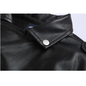Veste de vélo en cuir PU de haute qualité avec logo personnalisé Streetwear veste en cuir de mode vente en gros de veste en cuir véritable en peau de mouton pour hommes - Product Image 4