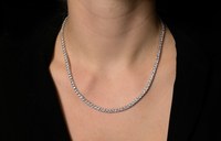 Collier tennis en diamant de culture pour femmes, coupe ronde de 3 mm, argent sterling massif 925 plaqué or, chaîne avec collier en argent glacé