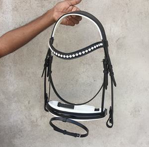 Bride de cheval de haute qualité à bas prix en gros bride de cheval en cuir indien véritable robuste noire à vendre - Product Image 2