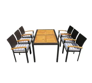 โต๊ะและเก้าอี้ในสวนสำหรับร้านอาหารกลางแจ้งชุดเฟอร์นิเจอร์โต๊ะรับประทานอาหารลานสวน