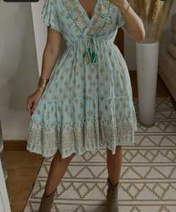 Vestido Mini Boho Chic Bordado a Mano, 100% Algodón Ecológico, Estilo Casual/Fiesta con Lurex, Vestido Midi para Mujer - Product Image 1