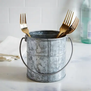 Wholesale Two-Compartment Galvanized Metal <b>Utensils</b> Caddy Storage <b>Rack</b> for Kitchen <b>Utensils</b> Exporter - Product Image 5