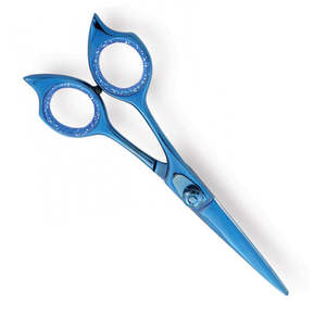 Ciseaux de coupe de cheveux de barbier de meilleure qualité ciseaux de coupe de cheveux en acier inoxydable enduits de couleur bleue avec vis réglable - Product Image 2