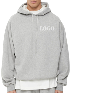 Precio responsable diseño de logotipo personalizado hombro caído de gran tamaño sin bolsillo pulóver sudaderas con capucha hombres peso pesado algodón para invierno - Product Image 6