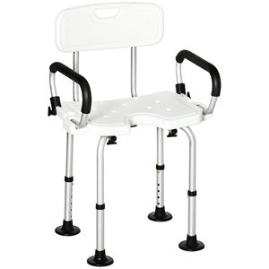 HOMCOM-Chaise de douche rembourrée en forme de U pour femmes âgées, handicapées et enceintes, 54x52x70-82cm, blanc - Product Image 1