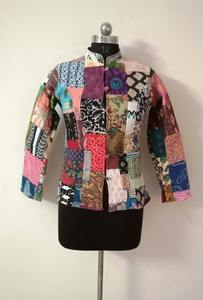 Chaqueta Multi Patchwork de algodón con estampado de bloques, chaquetas de invierno para mujeres indias hechas a mano hermosas, ropa de estilo bohemio para mujeres - Product Image 6