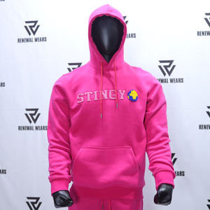 High Quality Custom Unisex Winter Streetwear Tracksuit Set Printed <b>pink</b> <b>Hoodie</b> Breathable Sweatpants Featuring Pockets - Product Image 4