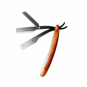 Maquinilla de afeitar recta de peluquero de hoja única con mango de madera, maquinilla de afeitar hecha a medida - Product Image 2