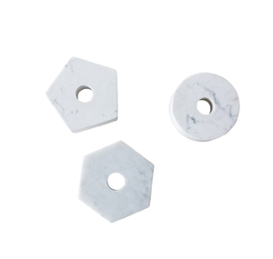 เชิงเทียนสามสีหินอ่อนสีขาวรูปทรงเรขาคณิต - Product Image 1