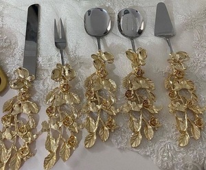 Royal Wedding Decoration Tableware Restaurant Dinnerware Stainless Steel Brass Metal <b>Knife</b> Fork Spoon Flatware <b>Dinner</b> Cutlery - Product Image 2