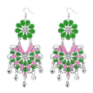 Tip Top Fashions Boucles d'oreilles fines Vert et Rose Meenakari Afghani Modèle 1311063E - Product Image 1