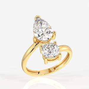 แหวนเพชรโมอิสซาไนต์ทอง 9K ดีไซน์ Toi Moi ทรงกลมและทรงหยดน้ำ สวยหรูและสง่างาม - Product Image 2
