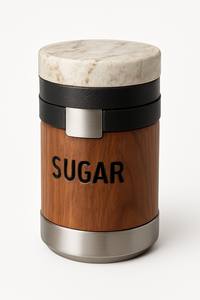 Bocaux de stockage de sel et de poivre en bois de vente chaude avec couvercles en marbre Nouvelle arrivée Design élégant pour une utilisation en cuisine Prix de gros - Product Image 2