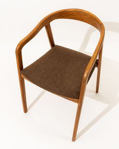Chaise scandinave en bois du milieu du siècle avec dossier incurvé et rembourrage doux et chaud Sièges élégants pour la salle à manger ou le salon - Product Image 6
