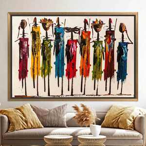 Printed Canvas: African People Print, Stained Glass Wall Art,GOLD <b>FRAMED</b> CANVAS - Product Image 1