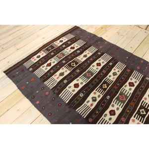 Alfombra de 4.5x7.1 pies, Alfombra Vintage, Alfombra Oriental Turca de Lana Marrón - Product Image 4