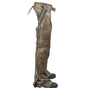 Chaps d'équitation anglais complets avec panneau élastique, fermeture à boucle à bouton pour hommes et femmes, cuir de vache véritable SURGIGYNE - Product Image 5