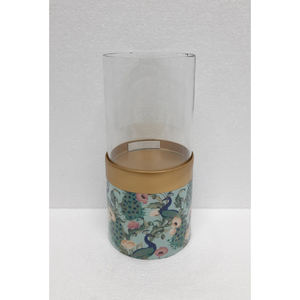 Design classique métal et verre ouragans bougeoir décalcomanie émail fini salon dessus de Table décoratif à la main personnalisé - Product Image 4