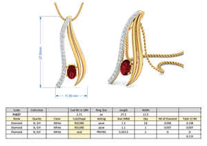 À la mode 18K Or Argent Pendentif Femmes Ovale En Forme Rouge Zircon Gemstone Wave Designer En Laiton Bijoux En Forme De Coeur Chaînes De Mariage - Product Image 4