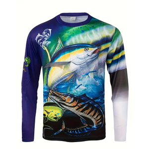 เสื้อตกปลาสีเทาแขนยาวผ้าซับลิเมชันสำหรับทัวร์นาเมนท์เสื้อตกปลาแบบเรียบกำหนดเองได้ดีไซน์ล่าสุด - Product Image 1