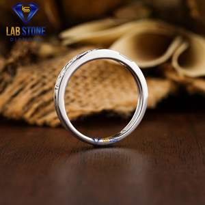 0.303 TDW Baguette y anillo de diamante de corte redondo 18K oro blanco Pave ajuste anillo Cvd/Hpht Diamond Lab Stone - Product Image 4