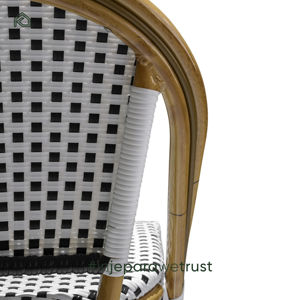 Modern Outdoor French Restaurant Aluminum Rattan Chair Armrest Soft Coffee Color Garden Patio <b>Bistro</b> <b>Dining</b> Apartment Waterproof - Product Image 5