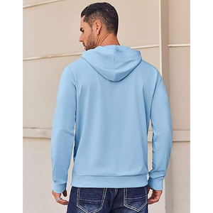 Sweat à capuche en coton solide brodé 2025, coupe athlétique, décontracté, manches longues, léger, séchage rapide, respirant, tendance - Product Image 4