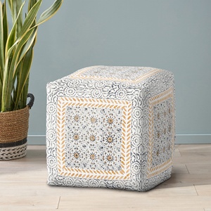 Magnifique pouf fait main, écologique, 100% coton, avec imprimé jaipuri, design moderne, pour la décoration de mariage, salon - Product Image 2