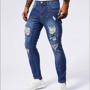 OEM personalizado de alta calidad 100% algodón Denim Baggy Straight Jeans Hombres Vintage lavado desgastado botón transpirable sólido verano - Product Image 2