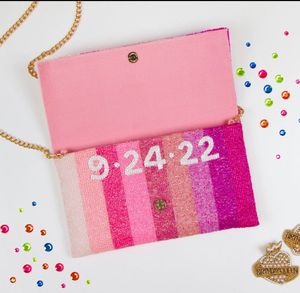 Pochette de luxe perlée à la main avec chaîne bandoulière Sac de soirée en forme d'enveloppe avec doublure en coton Rhinestone Crystal Material - Product Image 2