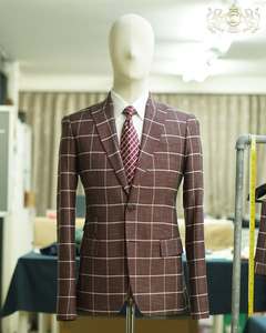 ชุดสูทคู่แบบ bespoke สำหรับผู้ชาย, ชุดสูทแบบกระดุมสองแถวคอวีทรงสลิมฟิตเนื้อผ้าวูลระบายอากาศได้ดีมีกระดุมเม็ด100% ขนาดใหญ่พิเศษ - Product Image 2