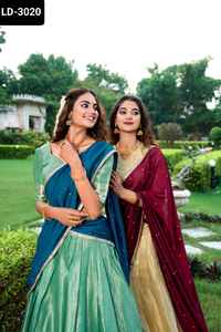 Indian and Pakistani Style Velvet Lehenga Choli with Heavy Sequence Work and <b>Net</b> <b>Dupatta</b> with Sequence Border Work for Women - Product Image 3