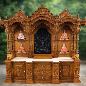 Mandir Pooja en bois sculpté à la main de grande taille traditionnel, mandir Pooja en bois massif de grande taille, mandir Pooja en bois massif sur mesure, Royaume-Uni - Product Image 1
