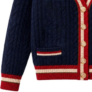 <b>Cable</b> knitted Breathable Soft Touch V-Neck <b>Cardigan</b> unisex Varsity Striped <b>Knit</b> Sweater Button Up <b>Cardigan</b> for Trendy Youth - Product Image 4