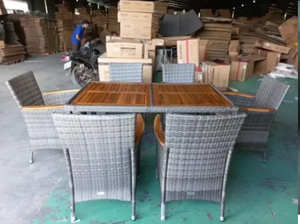 Ensemble de salle à manger pour 1 + 6 personnes, style moderne, livraison directe, meubles en osier bon marché, rotin non empilable pour l'extérieur - Product Image 4