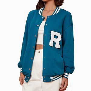 Chaqueta Varsity de Mujer, Estilo Nuevo, Estampada, de Poliéster y Piel de Oveja, Transpirable, Personalizable, de Alta Calidad, para Invierno - Product Image 1
