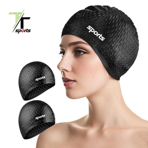 Bonnet de bain ergonomique 3D en silicone pour cheveux longs, antidérapant, imperméable, avec logo personnalisé, équipement <span class=keywords><strong>d</strong></span>'entraînement en <span class=keywords><strong>piscine</strong></span> en gros - Product Image 1