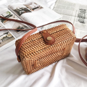 Bolsos de Paja Rectangulares Hechos a Mano con Correa de Cuero, Recuerdo de Vietnam, Decoración para el Hogar, Gran Venta, al Mejor Precio - Product Image 3